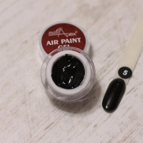 Гель-фарба для аеропуфінгу Nailapex Air Paint Gel № 05 чорна, 5 г