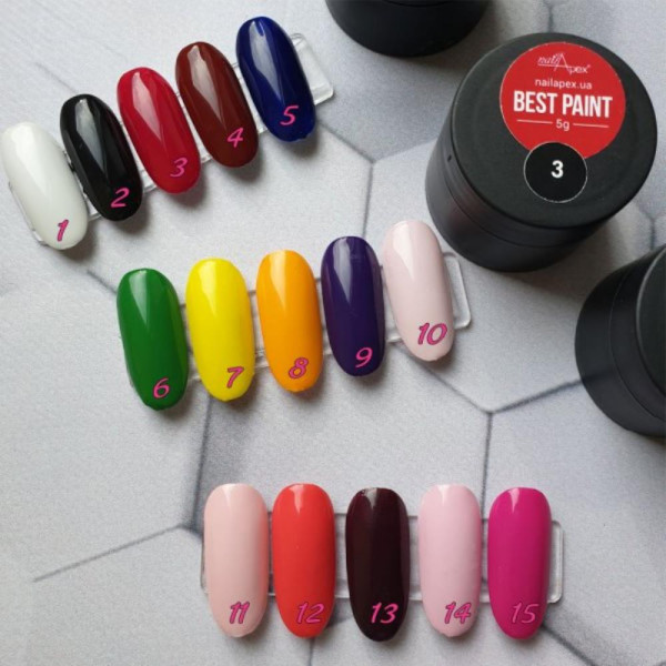 Nailapex Best Paint - гель-фарба без липкого шару №1 біла, 5 мл