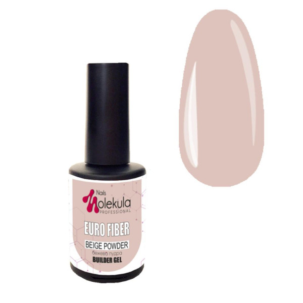 Molekula Euro Fiber Gel Beige Powder - моделююча гель-база (бежево-червоний напівпрозорий), 12 мл
