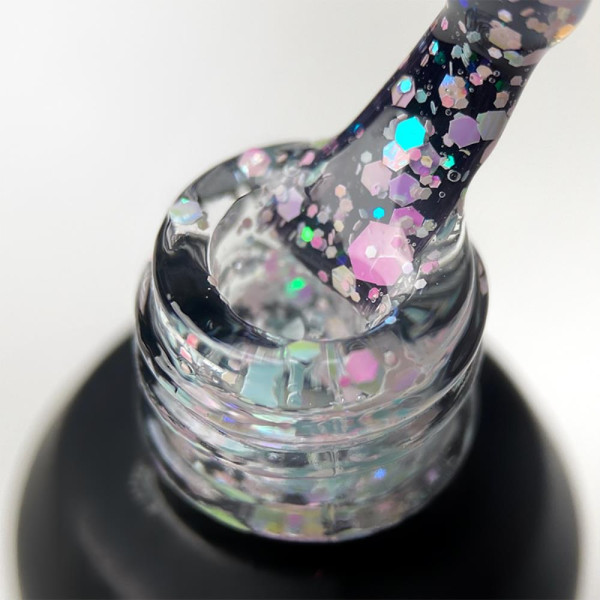 Гель-лак на прозорій основі ART Confetti №C003, з голографічними конфетті, 6 мл