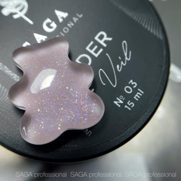 SAGA Professional Builder Gel Veil №03 Shimmer - гель для нарощування, бежевий із шиммером, 15 мл