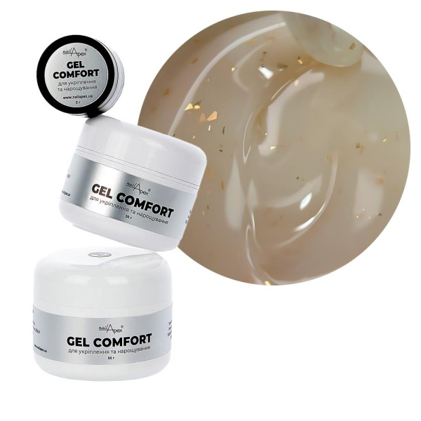 Nailapex Comfort Gel №09 - гель моделирующий без опила, молочный с поталью, 30 г