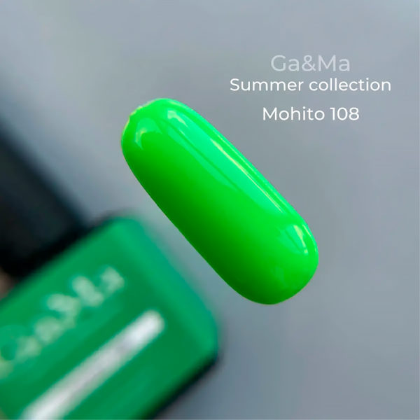 Гель-лак GA&MA Summer Collection №108 Mohito, мохіто, 10 мл