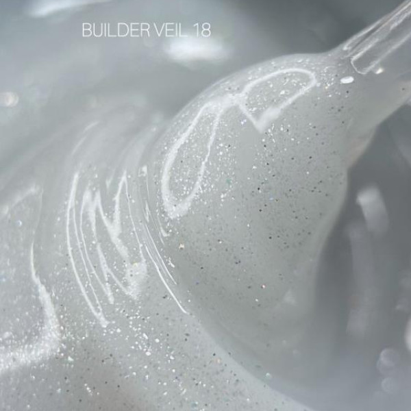 SAGA Professional Builder Gel Veil № 18 - гель для наращивания, молочный с блестками, 15 мл