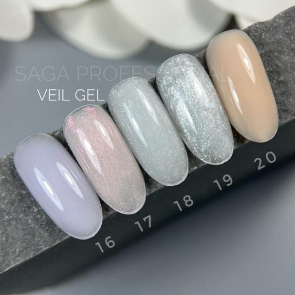 SAGA Professional Builder Gel Veil № 18 - гель для наращивания, молочный с блестками, 15 мл
