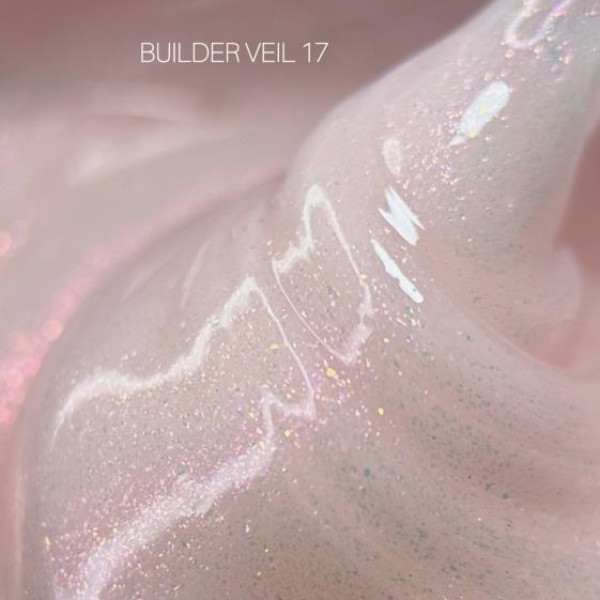 SAGA Professional Builder Gel Veil № 17 - гель для наращивания, персиковый с поталью, 30 мл