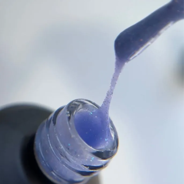 SAGA Professional Liquid Gel № 28 - жидкий гель для наращивания, лавандово-голубой с шиммером, 15 мл