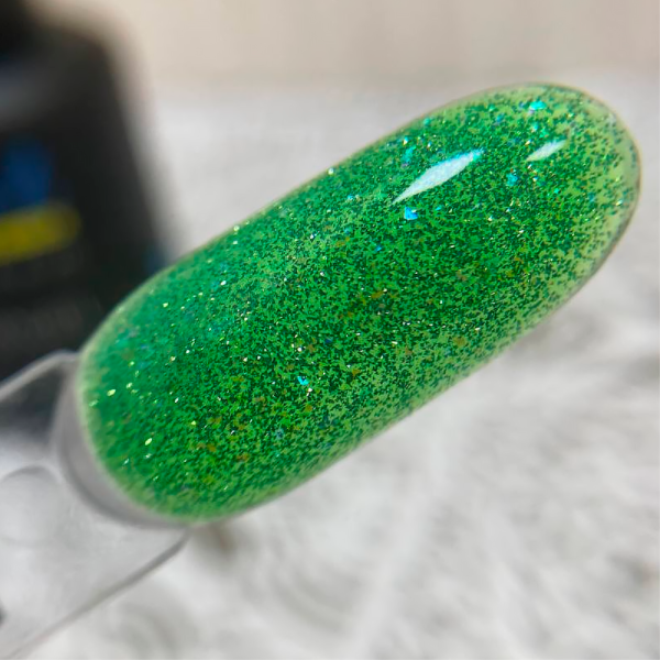 Crooz Crystal Liquid Polygel №02 - жидкий полигель со светоотражающими блестками, зеленый, 15 мл