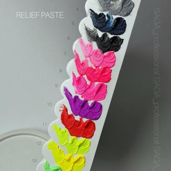 SAGA Professional Relief Paste №10 - рельефная паста без липкого слоя, неоновый красный, 5 мл