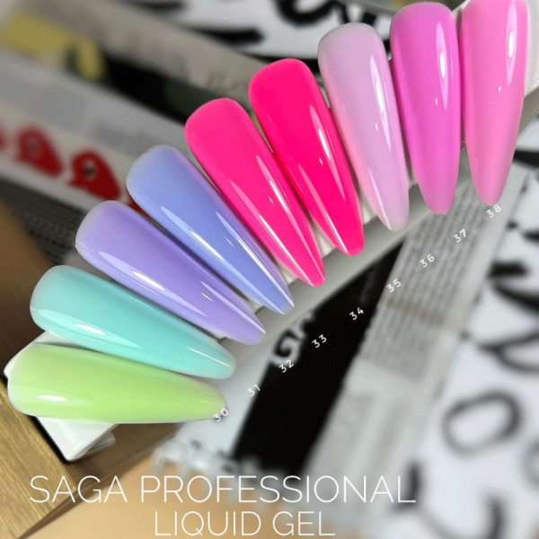 SAGA Professional Liquid Gel № 38 - жидкий гель для наращивания, розовый, 15 мл