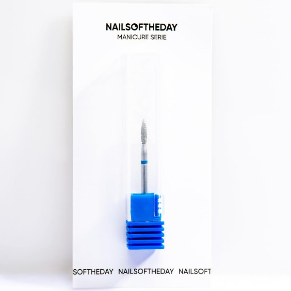 Фреза алмазная NAILSOFTHEDAY - пламя диаметр 2,1 мм, рабочая часть 8 мм, синяя