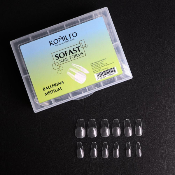 Komilfo SoFast Nail Forms Ballerina Medium - гелевые типсы для наращивания, средняя балерина, 240 шт