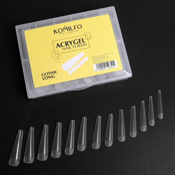 Komilfo AcryGel Top Nail Forms, Long Gothic - верхні форми, (довгий готичний мигдаль), 130 шт.