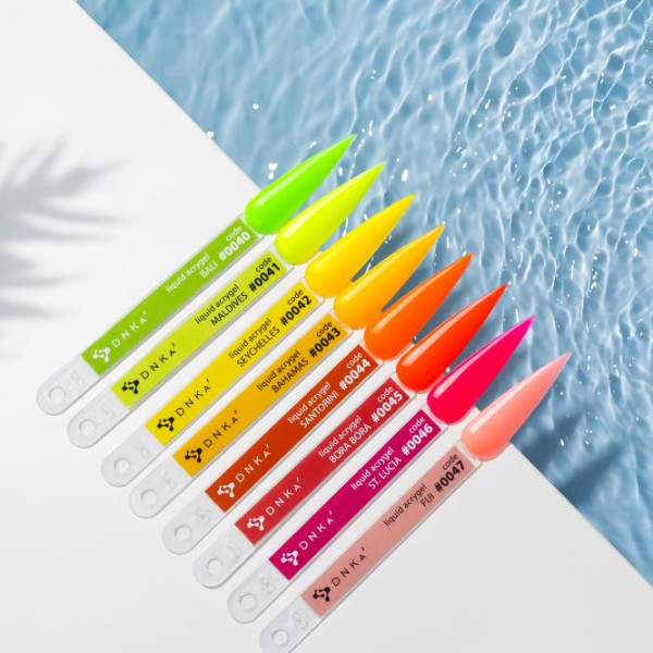 DNKa Liquid Acrylgel №0044 Santorini - жидкий акрил-гель, яркий оранжевый неон, 12 мл