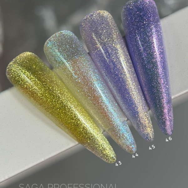SAGA Professional Liquid Gel № 44 - жидкий гель для наращивания, с голубым перламутром, 15 мл