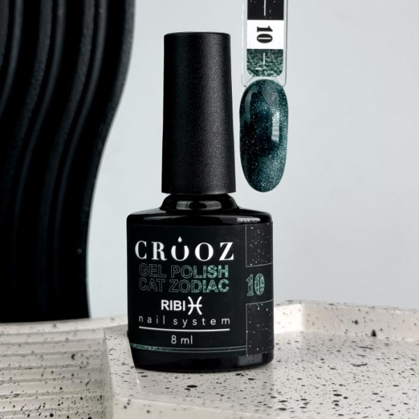 Гель-лак котяче око Crooz Cat Zodiac №10 Ribi, світловідбивний, смарагдовий, 8 мл