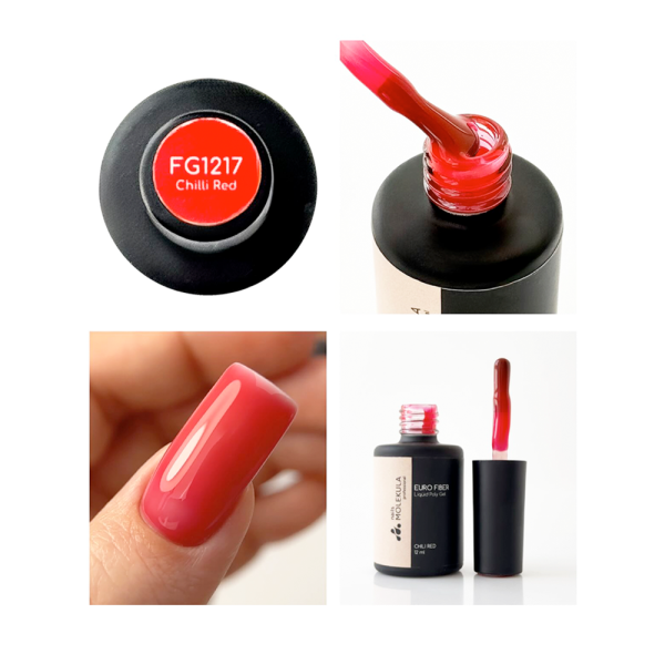 Molekula Euro Fiber Gel FG1217 Chili Red - рідкий полігель, червоний чилі, 12 мл