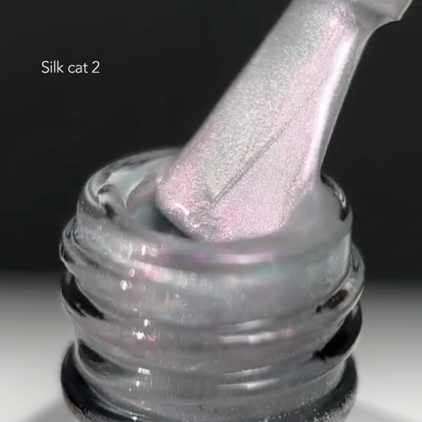 Гель-лак кошачий глаз SAGA Professional Silk Cat №02, с розовым отливом, 10 мл