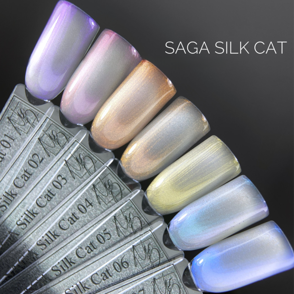 Гель-лак кошачий глаз SAGA Professional Silk Cat №05, с золотым отливом, 10 мл