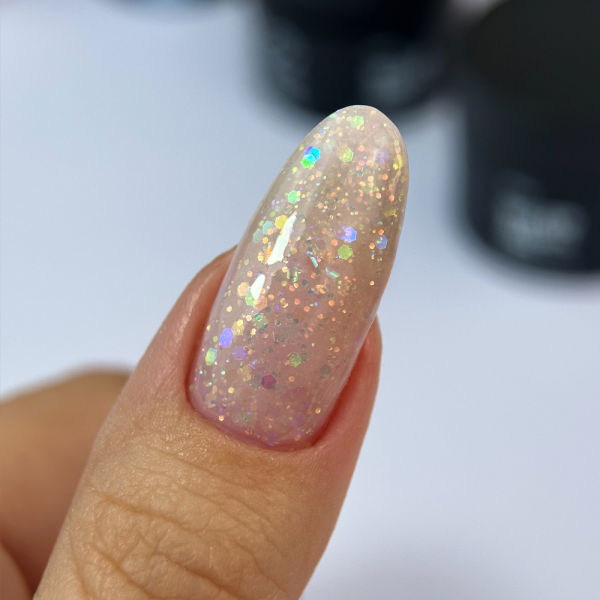 Siller Tinsel Gel №02 - камуфлюючий гель, рожевий з голографічними блискітками, 15 мл (банка)
