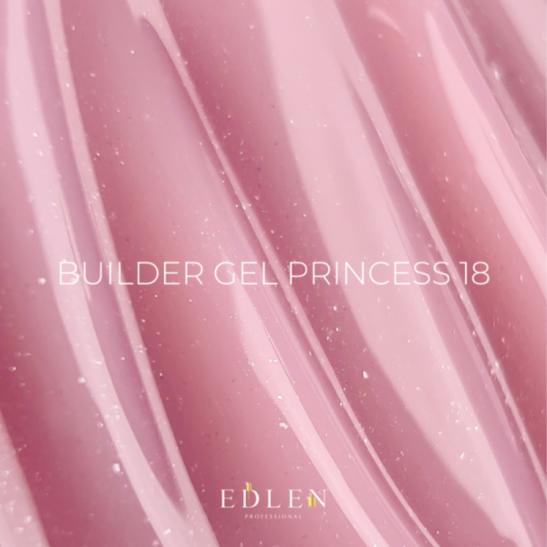 Гель для наращивания Edlen Builder Gel Princess №18, пастельно-розовый с микроблеском, 30 мл
