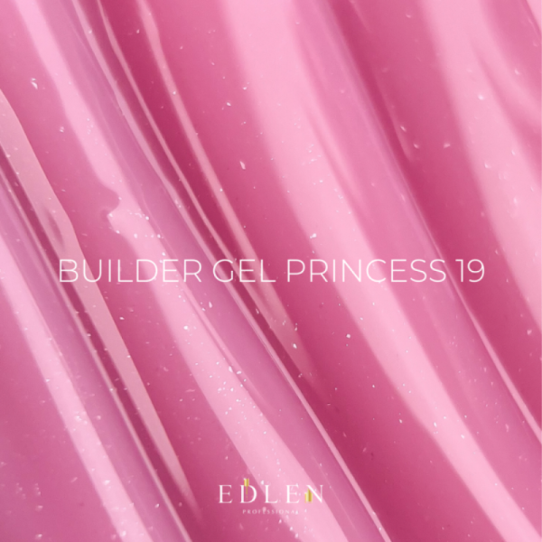 Гель для наращивания Edlen Builder Gel Princess №19, розовый с микроблеском, 30 мл