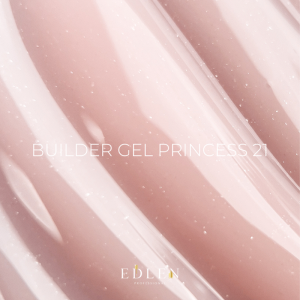 Гель для наращивания Edlen Builder Gel Princess №21, розово-персиковый с микроблеском, 30 мл