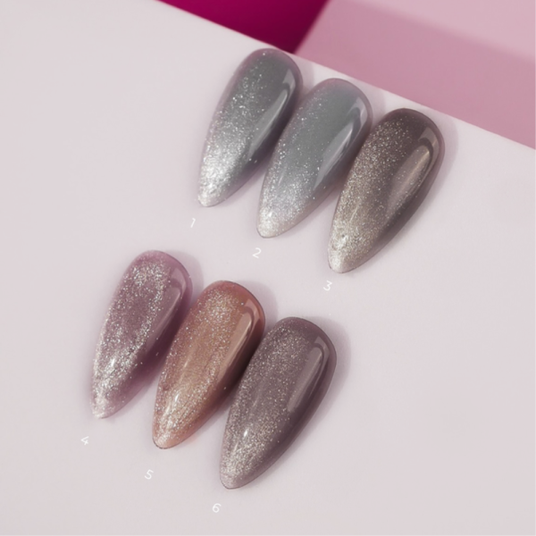 Гель-лак котяче око Edlen Impress Cat Eye №02 кришталеве, біле срібло, 9 мл