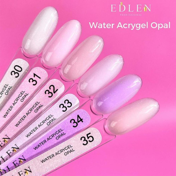 Edlen Water Acrygel Opal №30 - жидкий акрил-гель, молочный с опаловыми блестками, 9 мл