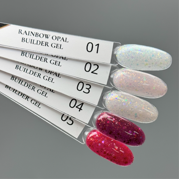 DANNY Rainbow Opal Builder Gel №04 - камуфлюючий гель, темний ягідний з опалими блискітками, 15 мл