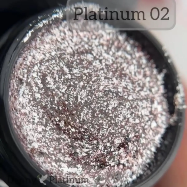 DANNY Platinum Gel №02 - глиттерный гель, пудрово-серебристый, 8 мл