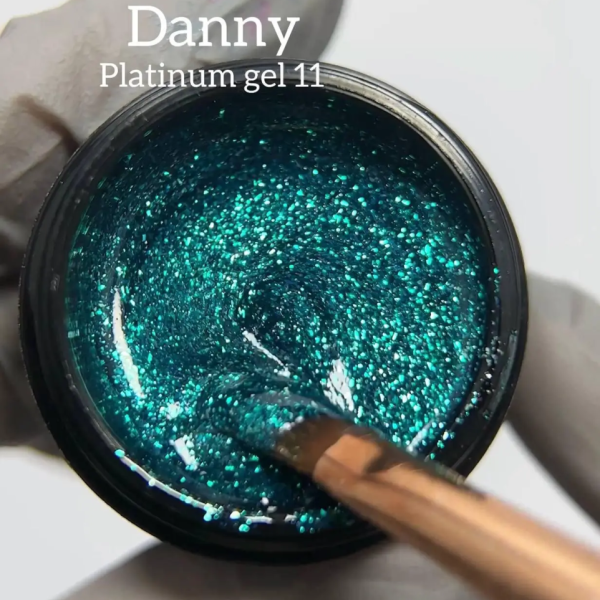 DANNY Platinum Gel №11 - глиттерный гель, изумрудный, 8 мл