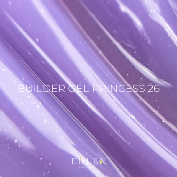 Гель для наращивания Edlen Builder Gel Princess №26, лиловый с микроблеском, 30 мл