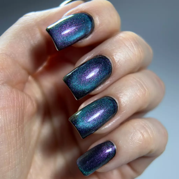 Гель-лак котяче око ART Galaxy Cat №GC001, бузково-бірюзове, 6 мл