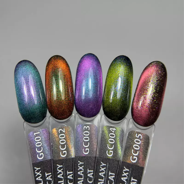 Гель-лак котяче око ART Galaxy Cat №GC002, золотисто-червоний, 6 мл