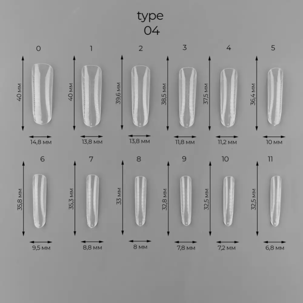 ART Dual Nail Forms, Type 05 - многоразовые верхние формы, стилет, 120 шт.