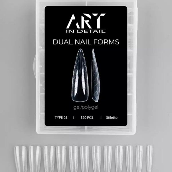 ART Dual Nail Forms, Type 05 - многоразовые верхние формы, стилет, 120 шт.