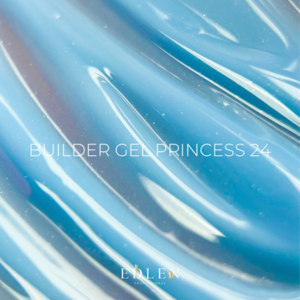 Гель для нарощування Edlen Builder Gel Princess №24, блакитний з мікроблиском, 30 мл