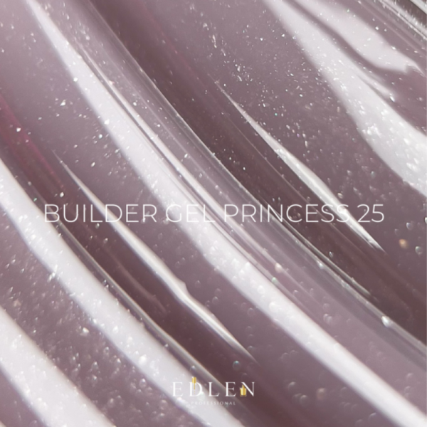 Гель для нарощування Edlen Builder Gel Princess №25, бежево-рожевий з мікроблиском, 30 мл