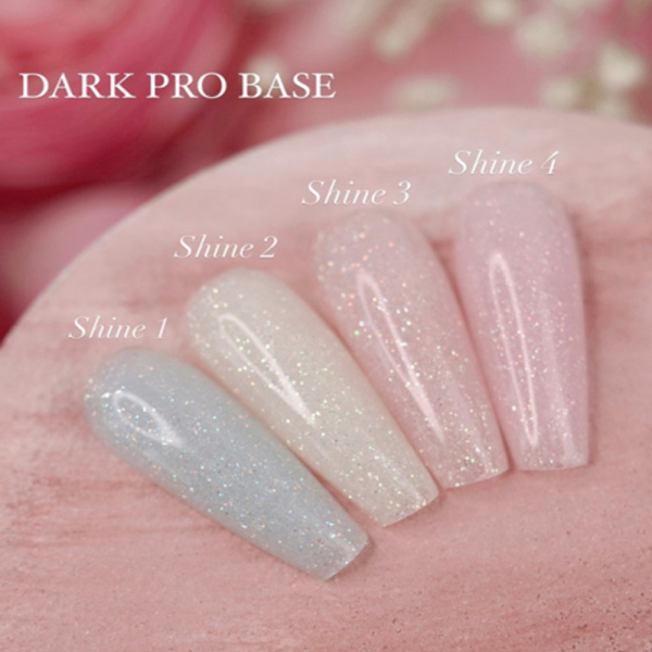 База камуфлирующая DARK Pro Base Shine №05, молочная с золотистыми камифубуками, 15 мл