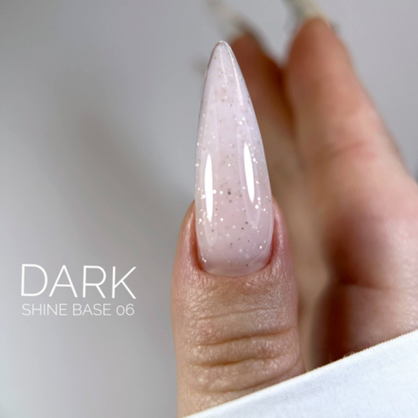 База камуфлююча DARK Pro Base Shine №06, молочно-рожева із золотистими каміфубуками, 15 мл