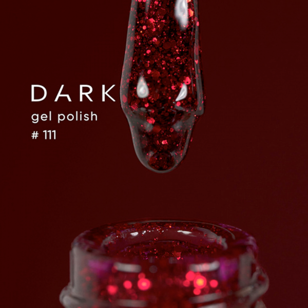 Гель-лак DARK Gel Polish №111, красный с блестками, 6 мл