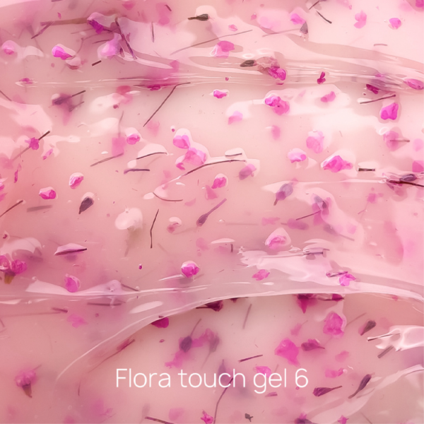 Гель конструирующий Crooz Flora Touch Gel №06, с сухоцветами, полупрозрачный молочно-розовый, 15 мл