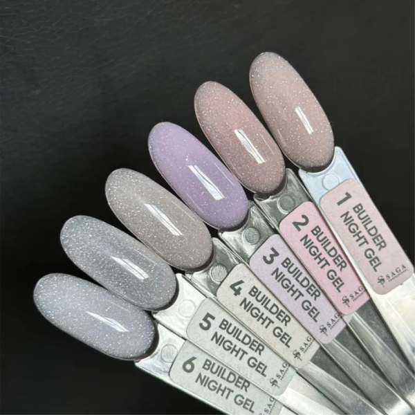 Гель для наращивания SAGA Professional Builder Night Gel №05, светоотражающий розовый, 15 мл