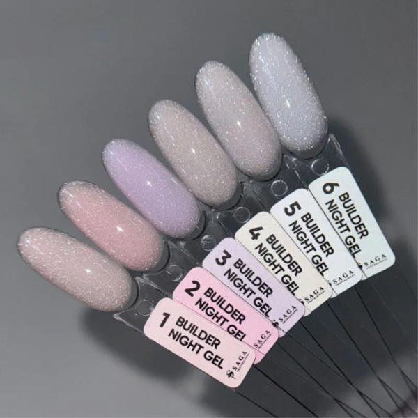 Гель для наращивания SAGA Professional Builder Night Gel №05, светоотражающий розовый, 15 мл