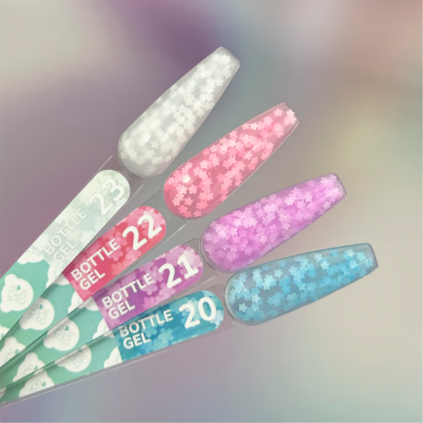 You Are Cute Bottle Gel №23 - рідкий гель, молочний з білими квіточками, 5 мл