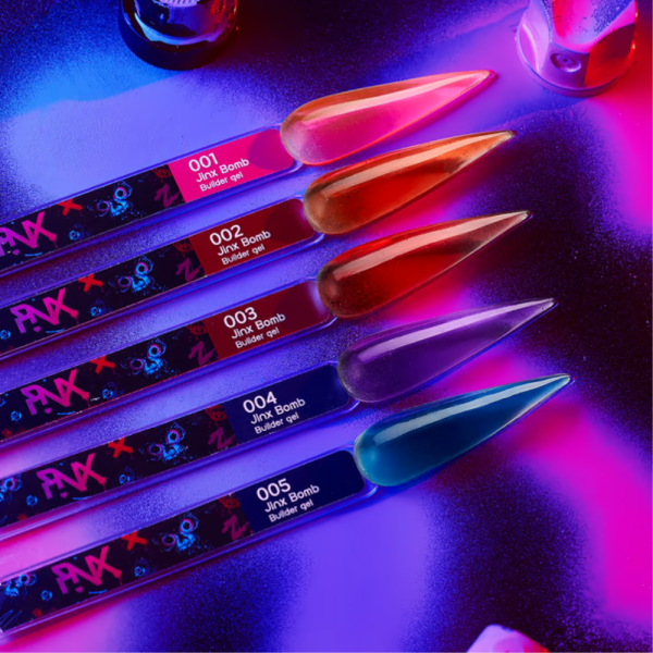 Гель для нарощування Pinx Builder Gel Jinx Bomb №004, вітражний фіолетовий, 30 мл