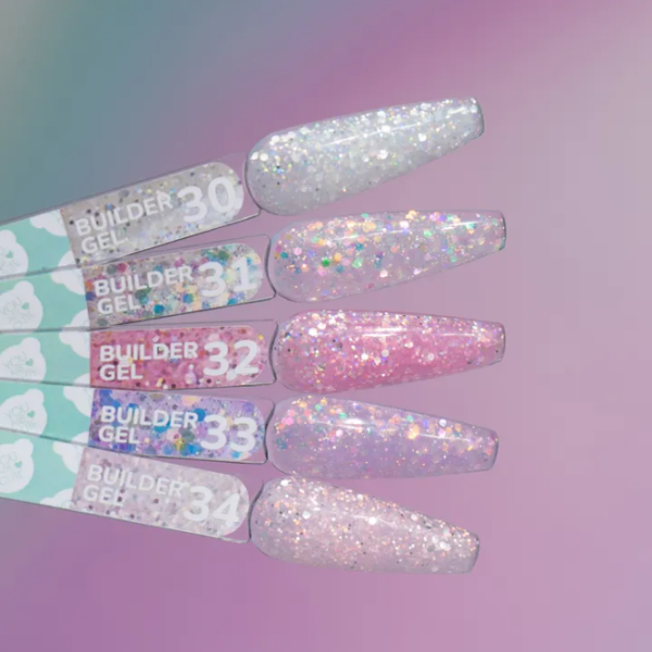 Конструюючий гель You Are Cute Builder Gel №31, срібний з різнокольоровими каміфубуками, 15 мл