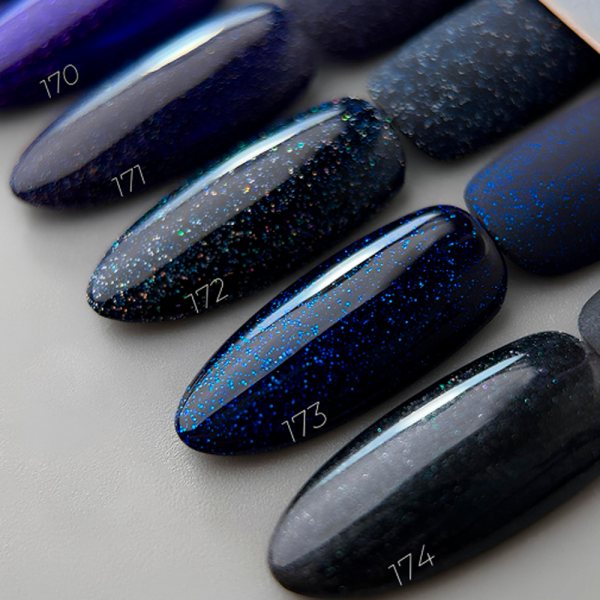 Гель-лак DARK Gel Polish №169, синий с синими блестками, 6 мл