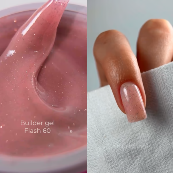 Змінний картридж Edlen Builder Gel Flash №60, світловідбиваючий пудрово-рожевий, 30 мл